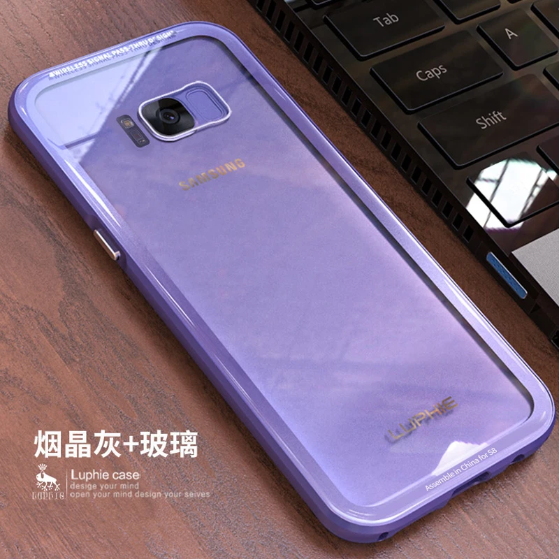 Алюминиевый чехол для телефона samsung S8 Plus Роскошный прозрачное бесцветное стекло