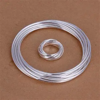 Оптом! Модные ювелирные изделия N925 серебряный цвет браслет + серьги наборы HS0 071 |