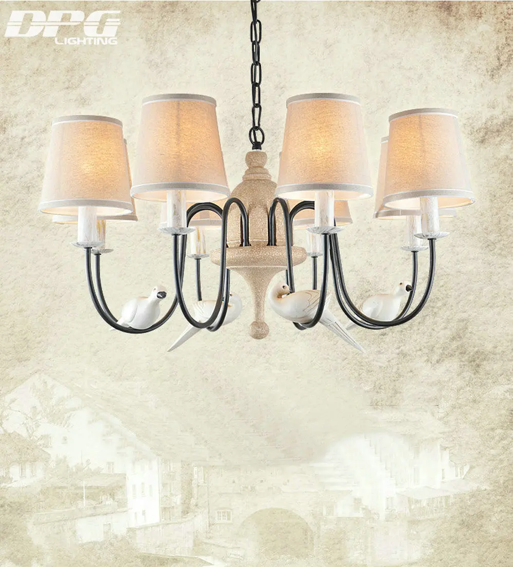 Современная железная белая люстра с птицей домашнее освещение абажуром Китай