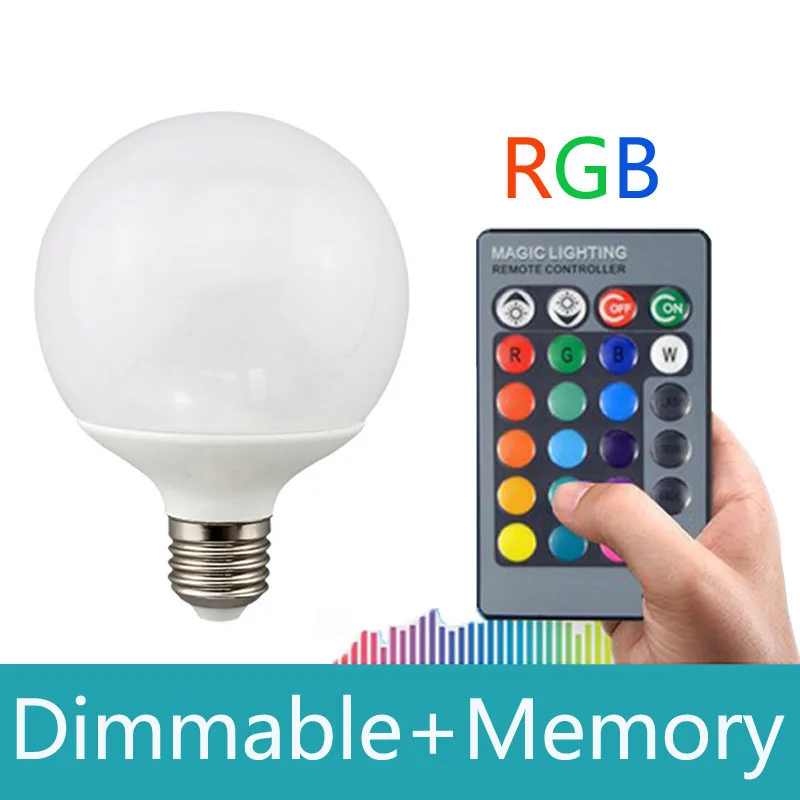 RGB светодиодный светильник E27 10 Вт 16 цветов с пультом дистанционного управления