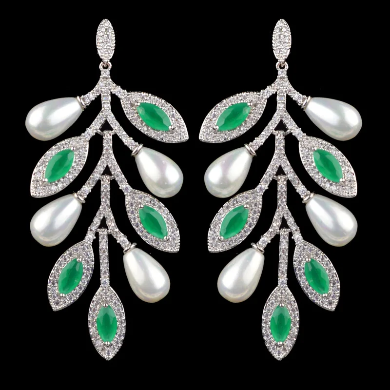 Роскошные серьги с белым камнем из циркония в новом дизайне для женщин