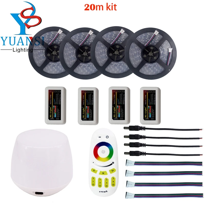 5 м ~ 20 5050SMD rgbw rgbww (4 в 1) Светодиодная лента dc 12 В + Mi. light 2 4 г зоны светодиодный