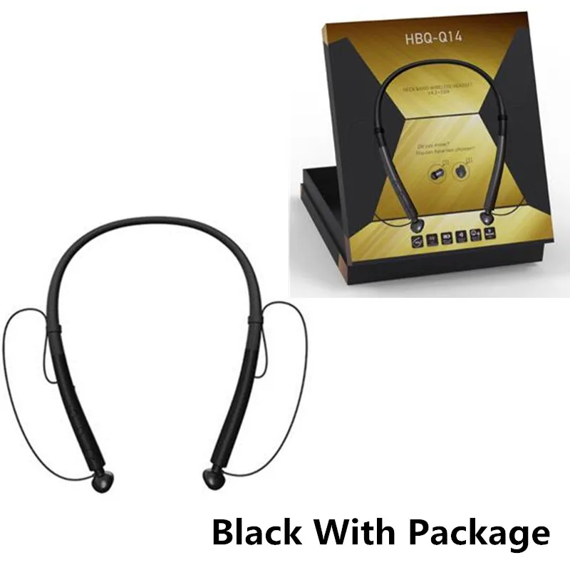 Black with package Q14 Bluetooth наушники беспроводные наушники с шейным ремешком стерео гарнитура с защитой от пота магнитные наушники для телефона iPhone Xiaomi LG - Цвет: Black with package