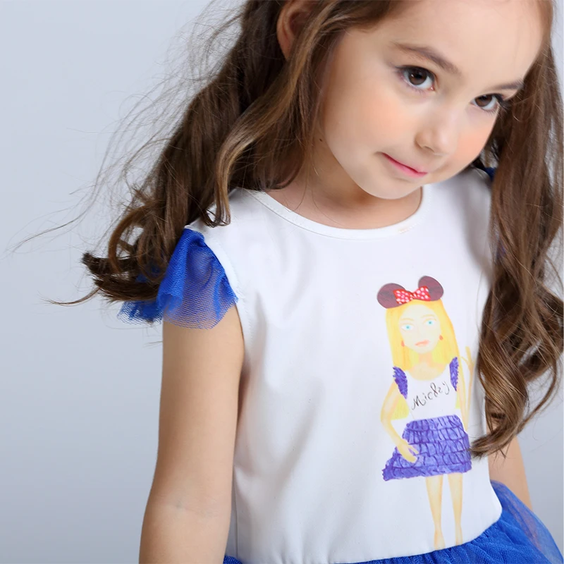 Children TUTU Dresses Baby Girl Clothes Hooyi Royal Blue Layers Girls Pleated Dress 4 5 6 7 8 9 10 Year One-Piece Princess |