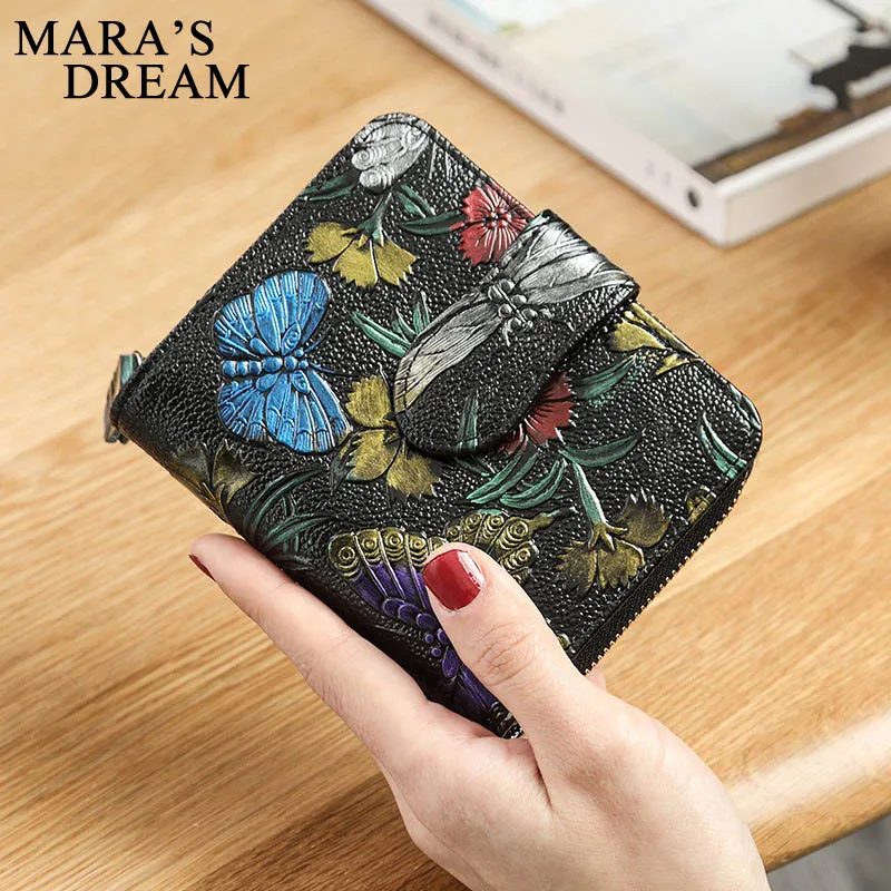 Женские кошельки Mara's Dream однотонный тонкий кошелек из натуральной кожи на