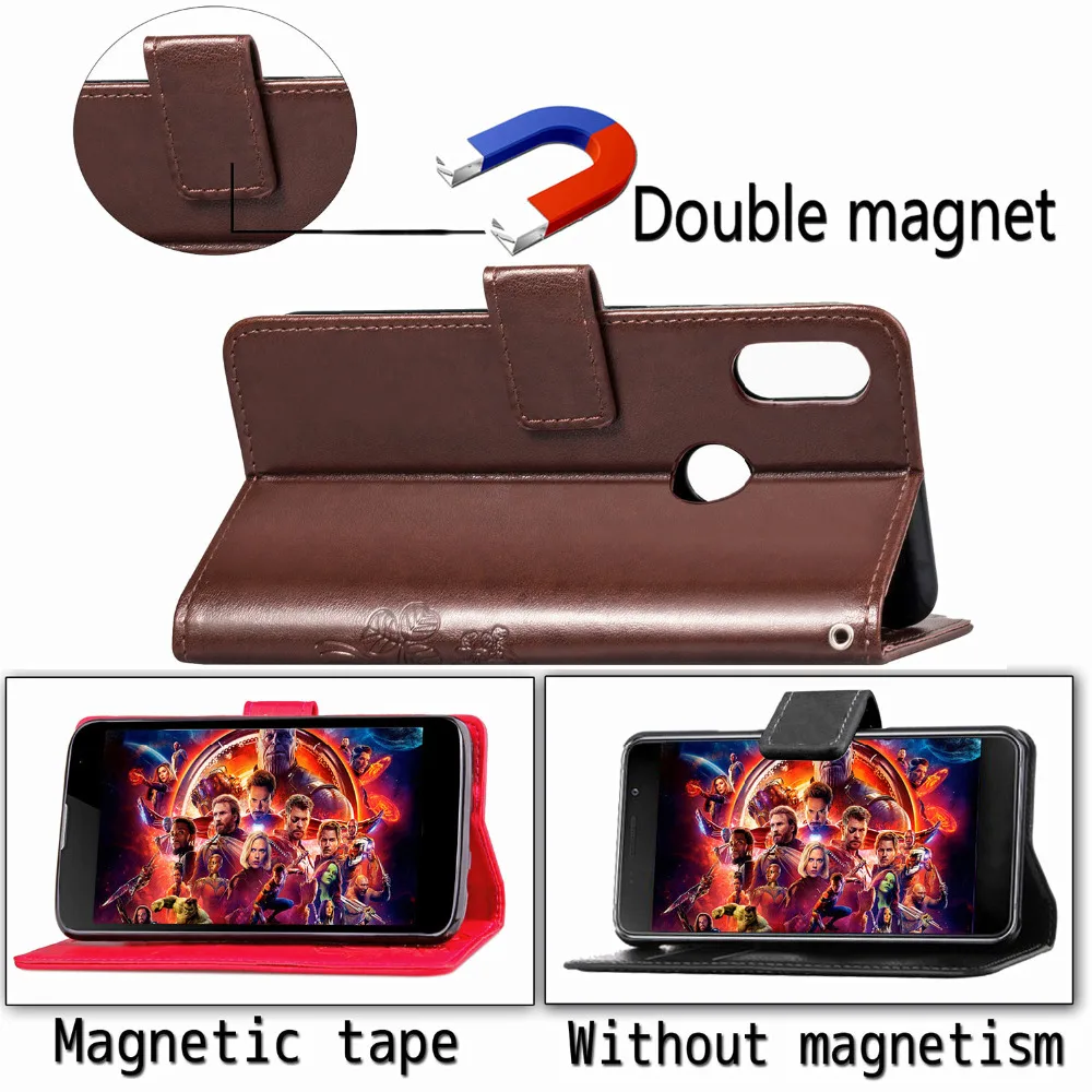 Для Redmi Note 7 чехол s Роскошный четырехлистный клевер тиснение цветок кошелек для