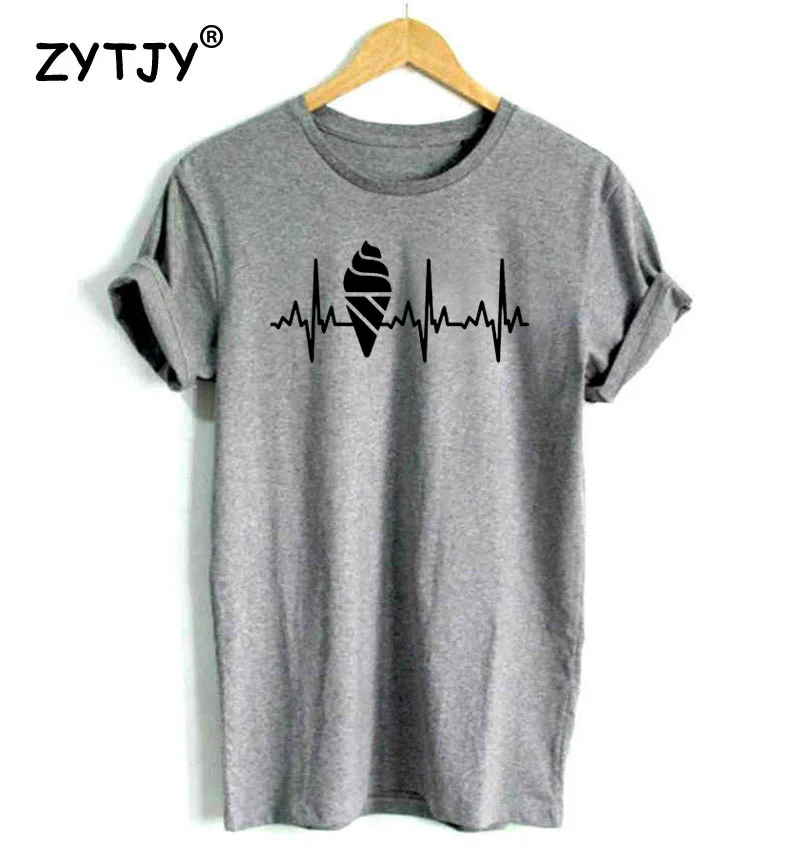 

Ice Cream Heartbeat Print Women tshirt Cotton Casual Funny t shirt For Lady Yong Girl Top Tee Higher Quality Drop Ship S-460