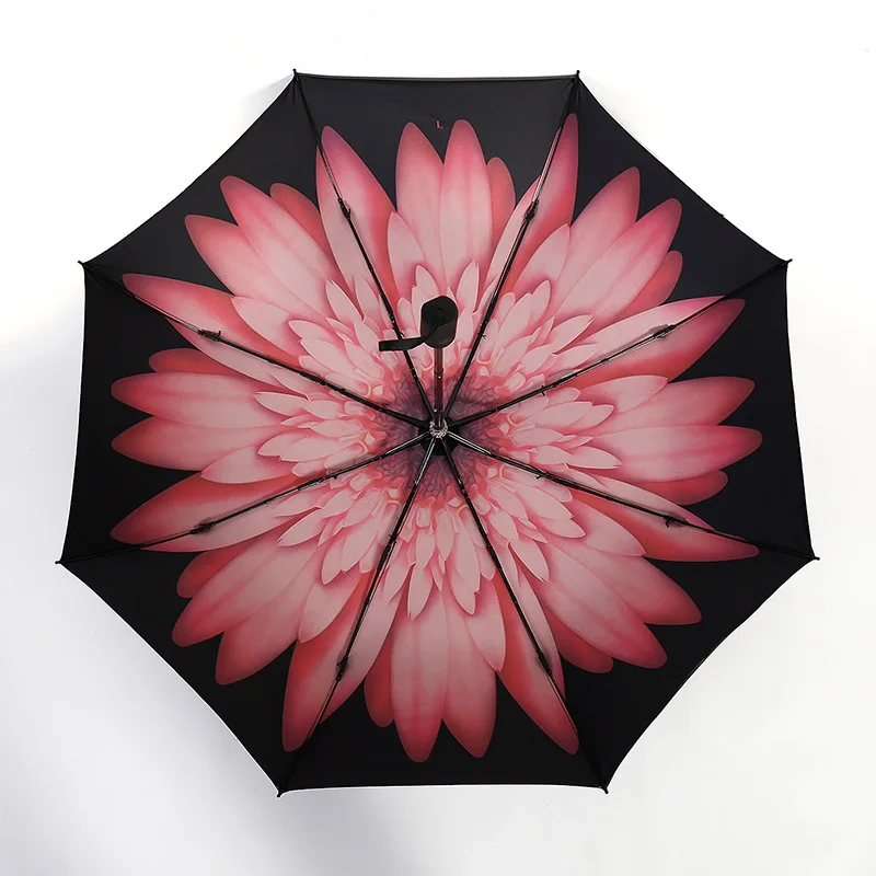 

New Discolored Lips Umbrella Rain Women Art Flower Three Folding Sunshade Lady Umbrellas Creative Change Water Black Parasol