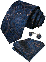 mens necktie blue gold paisley silk wedding tie for men handkerchief cufflinks set business party dibangu new designer mj 7108