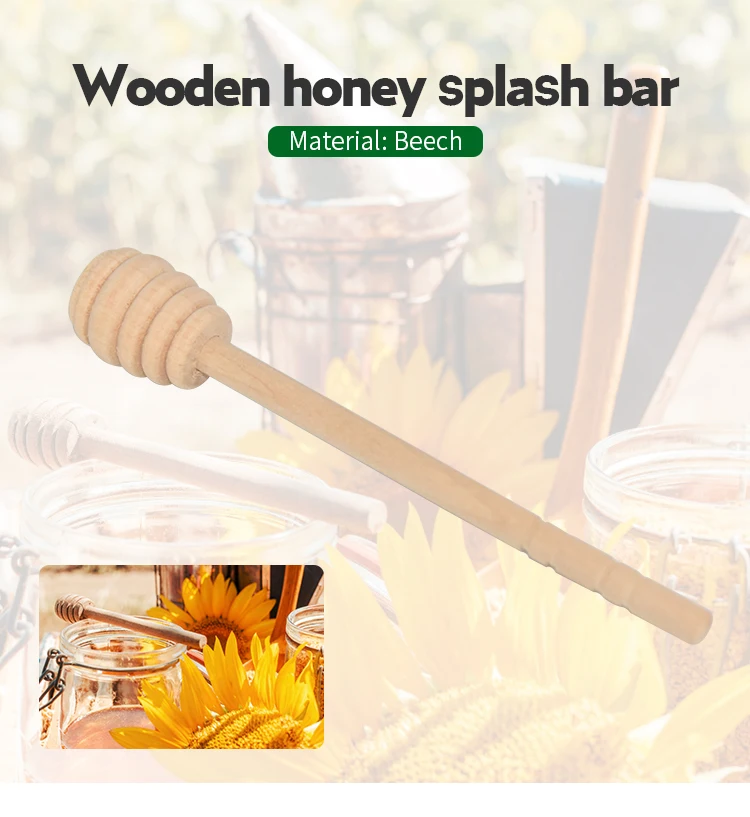 10Pcs Wooden Honey Jam Stick Wood Spoon Stir Bar for Mixing Splash Beekeeping Tool 14cm Bee Equipment Wholesale