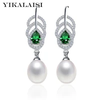 yikalaisi 2017 100 natural freshwater pearl long earrings 8 9mm natural pearl 925 sterling silver jewelry for women gift