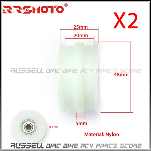 White Nylon 2 pcs Нейлоновый резиновый качественный Шкив Цепи натяжитель ролика 8 мм для ATV Quad 420 428 520 цепь моторизованная грязь питбайк картинг мотоцикл - Цвет: White Nylon 2 pcs