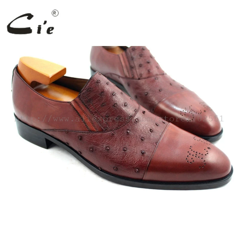 

cie Free Shipping Handmade Bespoke Custom Ostrich Skin Leather Outsole Color Brown Patina Men's Loafer Shoe No.OS3 mackay craft