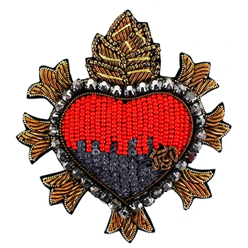 red heart 1290 1 шт. пчела Корона сердце любовь индийский Шелковый Тигр значок патч вышитая бисером роза аппликация винтажная вышитая швейная одежда патч TH1278 - Цвет: red heart 1290