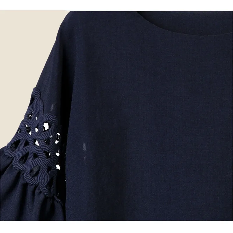 Женская летняя шифоновая блузка [EL Boat] белая или синяя Повседневная из хлопка и