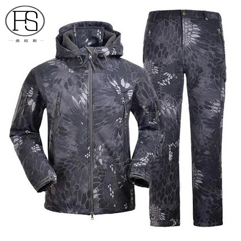

Tactical Sets Jacket & Pants Army Military Softshell Suits Men Outdoor Hunting Clothing Outdoor Waterproof Men Hooded Suits