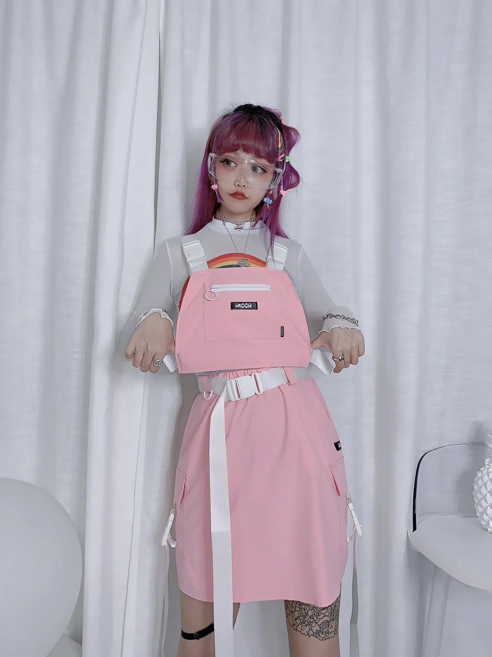 Корейские розовые юбки для девочек костюм из двух предметов с тканым поясом и