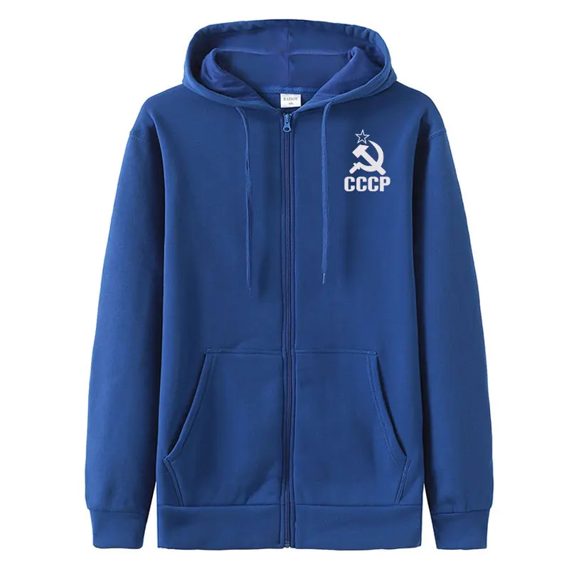 blue Хит, мужские толстовки, CCCP, СССР, СССР, КГБ, с принтом, худи, для мужчин, для катания на коньках, флис, хлопок, на молнии, куртка, пальто, Мужская толстовка, спортивный костюм - Цвет: blue