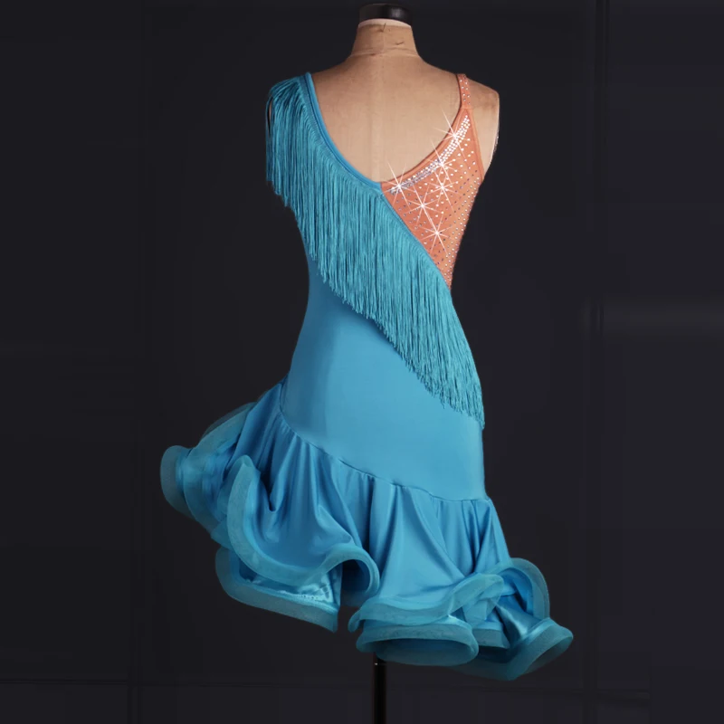Женское платье для латиноамериканских танцев откровенное с бахромой девочек