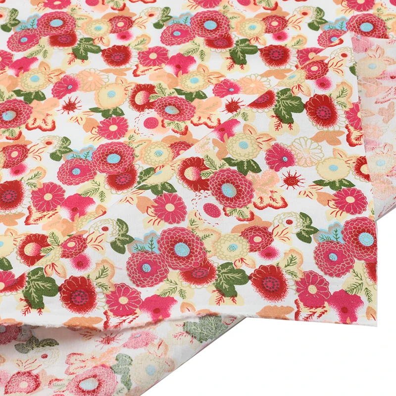 Красный цветок поплин ткани Лоскутная Ткань ремесла хлопок швейная кровать