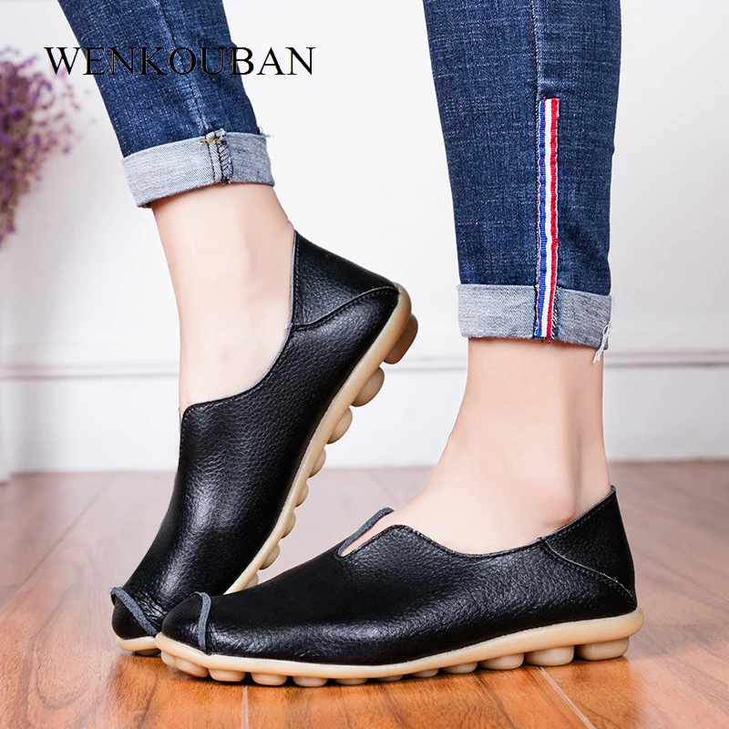 Женская обувь из натуральной кожи на плоской подошве повседневные лоферы