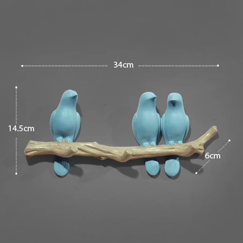 Blue 3birds Декоративные настенные крючки с птицами из смолы для украшения дома, аксессуары для ключей, сумки, вешалки для одежды - Цвет: Blue 3birds