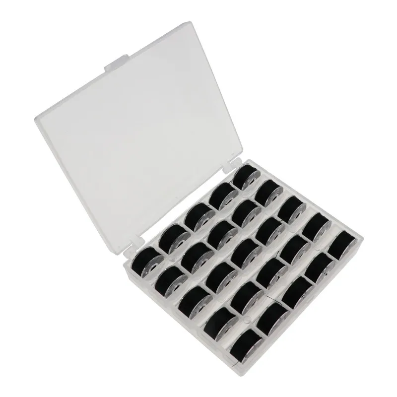 25PCS black bobbin Пустая коробка с 25 бобины для шитья машины пластиковые катушки для дома ручной работы аксессуары Швейные Инструменты - Цвет: 25PCS black bobbin