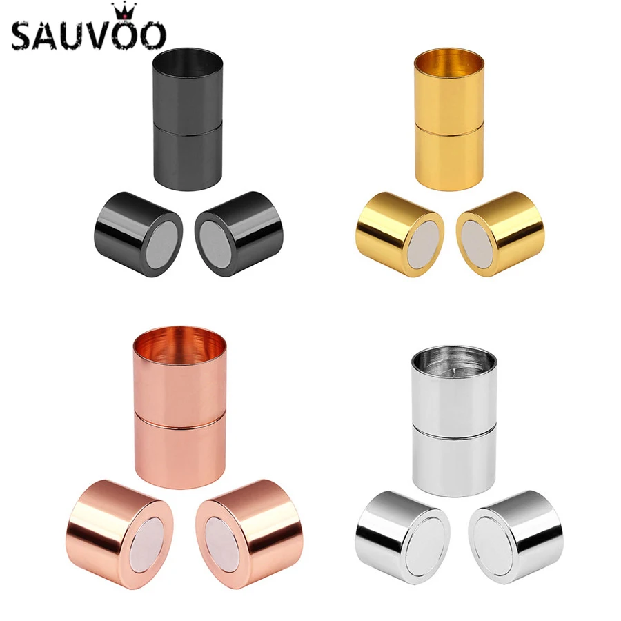 

SAUVOO 10Pcs/lot Strong Magnetic Clasps Fit 3 4 5 6 7 8 10 12 14 15mm Leather Cord Bracelet Connectors For Diy Jewelry Making