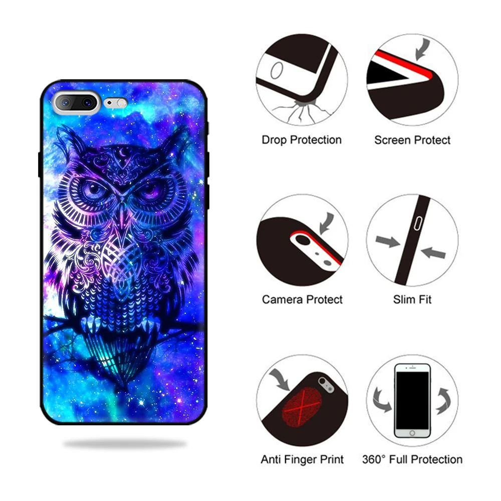 Стеклянный чехол для iPhone Xr, чехол с изображением животных, Ночная Сова, Модный чехол galass для iPhone 6 6s 7 8 Plus X XS Max XR 11 pro max