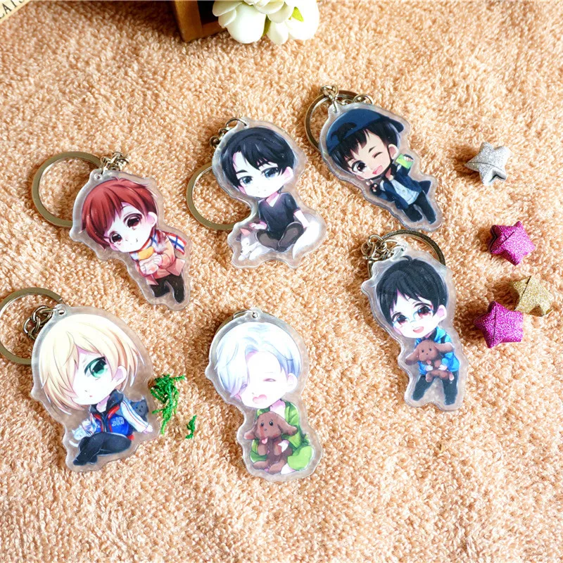 Брелок для ключей 6 шт./партия yuri on ice Аниме Фигурка Katsuki Victor Plisetsky Phichit Крис Косплей