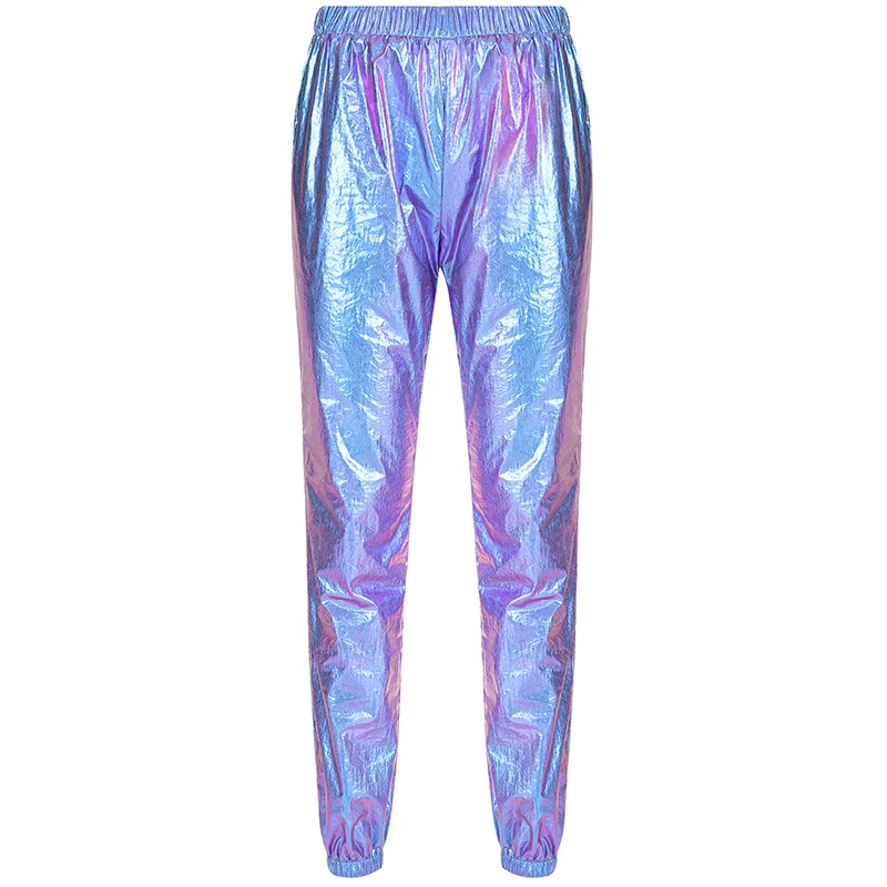 Харадзюку Светоотражающие Брюки женские эластичные брюки с высокой талией в