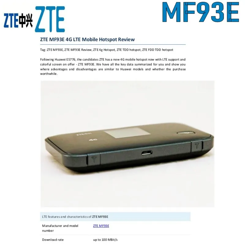 LTE-FDD 1800/2600  ZTE MF93E 4G