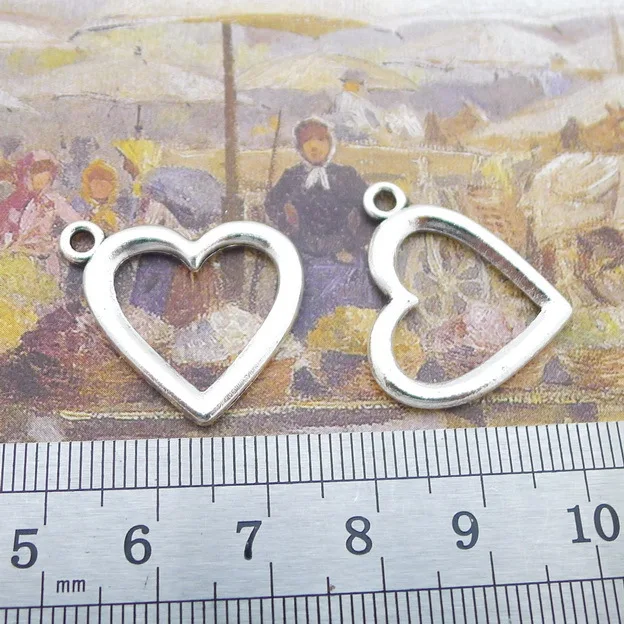 

100pcs Charm heart love pendants 22*25mm Antique silver Handmade Jewelry findings Making DIY Supplies European Alloy accessories