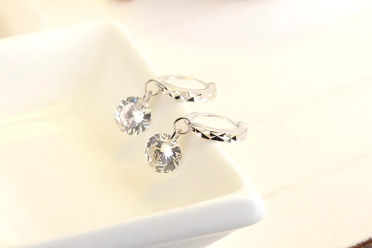 Горячая Распродажа Настоящее 925 пробы серебро ослепительные 8 мм 2ct CZ серьги-гвоздики для женщин модный бренд S925 серебряные ювелирные изделия подарок