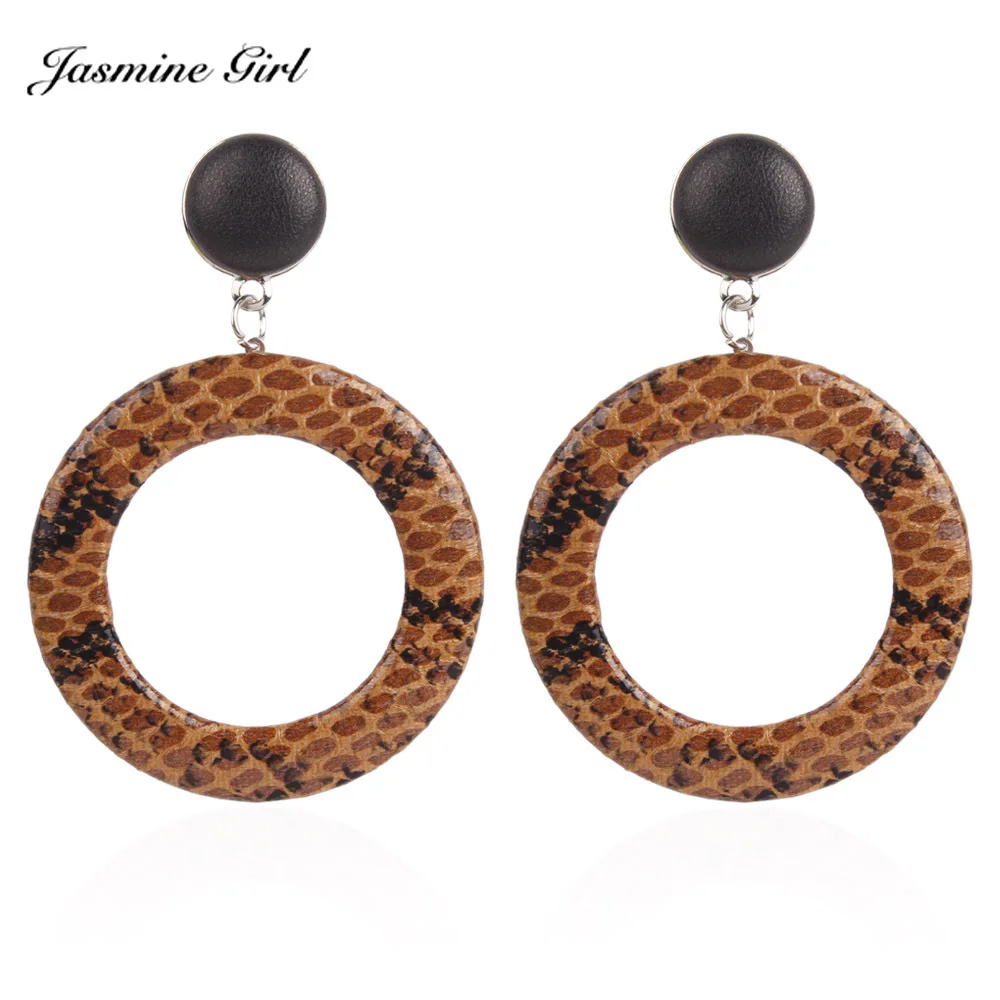 European and American exaggerated personality snakeskin leopard round earrings | Dangle Earrings
