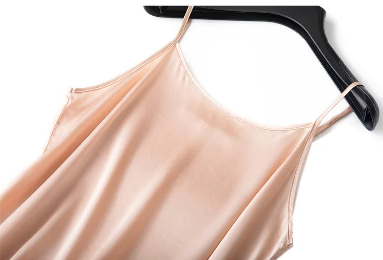 Женское шелковое длинное платье для сна 100% натуральный шелк спагетти ремень