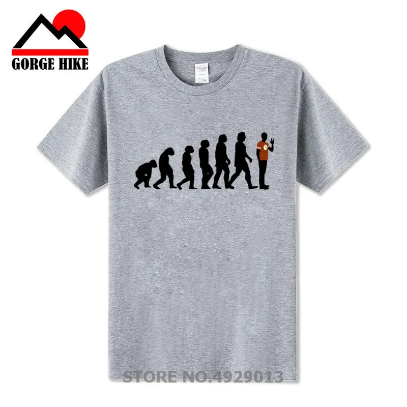 Мужская футболка Geek reverse evolution хлопковая Повседневная с коротким рукавом sheldon