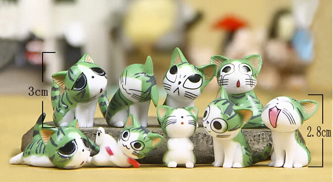 Figuras de Anime japonesas, mu&ntilde;ecos de juguete de Cheese Cat, 9 unids/lote-2