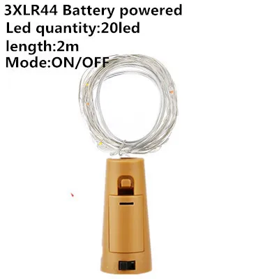 Cork light 2m Струнный светильник 1-10 м теплый белый светодиодный медные поделки из проволоки бутылки Волшебные украшения на День святого Валентина, свадьбу лампы Pary открытый батарея питание - Испускаемый цвет: Cork light 2m