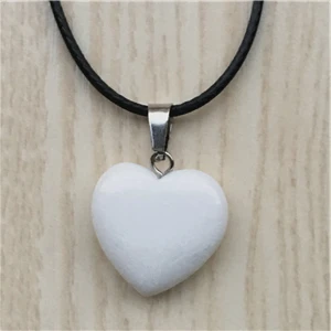 White marble Супер Скидка, модные подвески и ожерелья в виде сердца из натурального красного агата малахитового Тигрового Глаза для женщин, мужчин и детей, 1 шт - Окраска металла: White marble