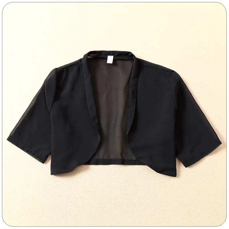 Женская короткая шифоновая куртка M/L XXXL Летние черные маленькие топы рубашка с