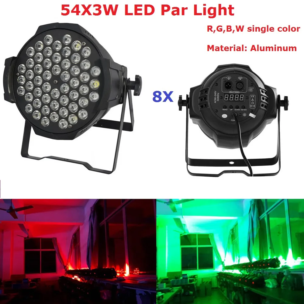 

8XLot New Professional LED Par Lights 54X3W RGBW LED DMX Stage Lighting Effect DMX512 Master-Slave Led Par Cans For Disco KTV