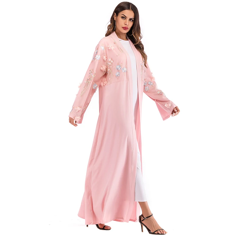 Abaya Дубай сетки цветочные кимоно кардиган мусульманский хиджаб платье Caftan Jilbab Robe abaya s женский Восточный халат турецкая исламская одежда