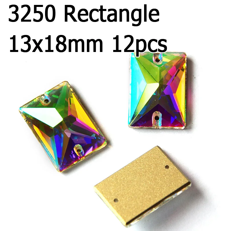 Rectangle 13x18 12pc Кристалл AB пришить стразы различные Стразы радужные бусины Стразы для шитья ювелирных изделий платье гимнастика украшения одежды - Цвет: Rectangle 13x18 12pc