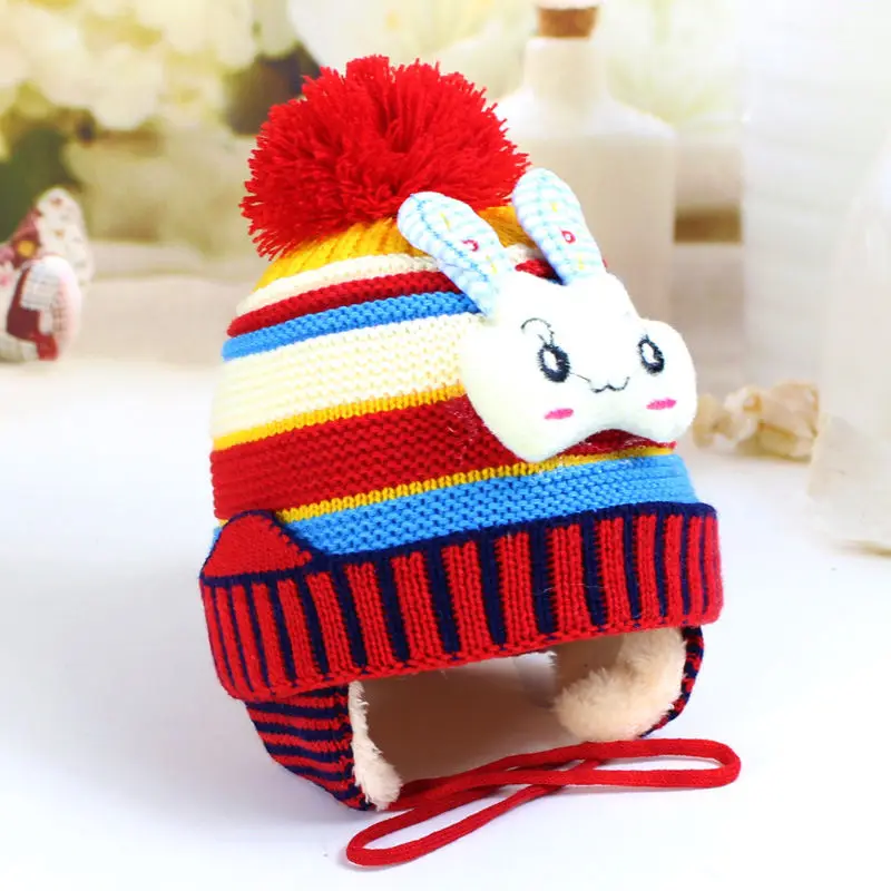 Милые детские шапки с заячьими ушками бини вязаная шапка Skullie зимние теплые для