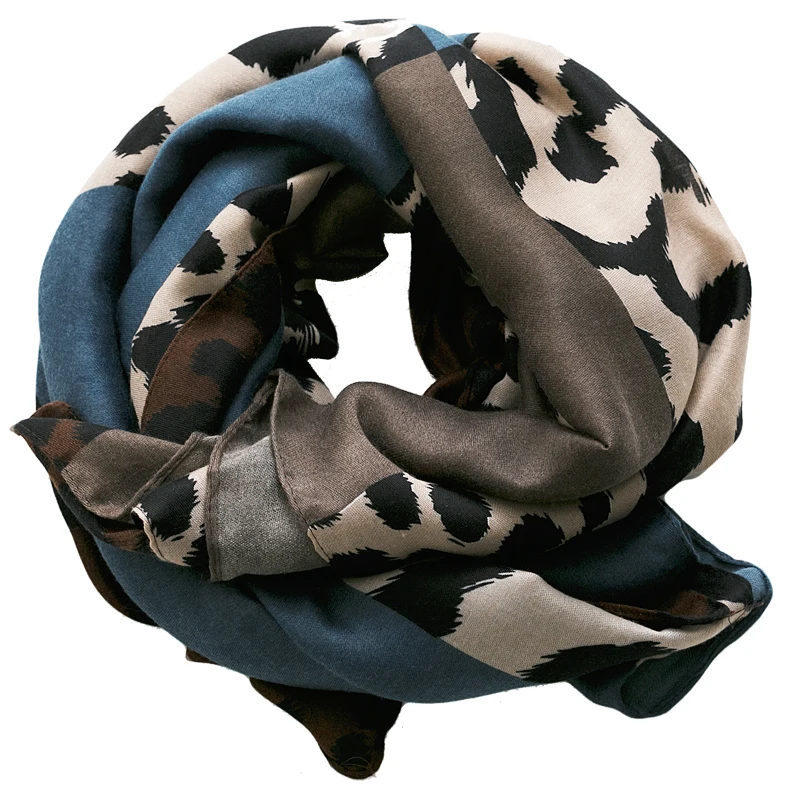 

Women Spring Autumn Printed Patchwork Color Big Size Travel Beach Echarpe Wrap Long Cotton Feeling Pashmina Leopard Shawl
