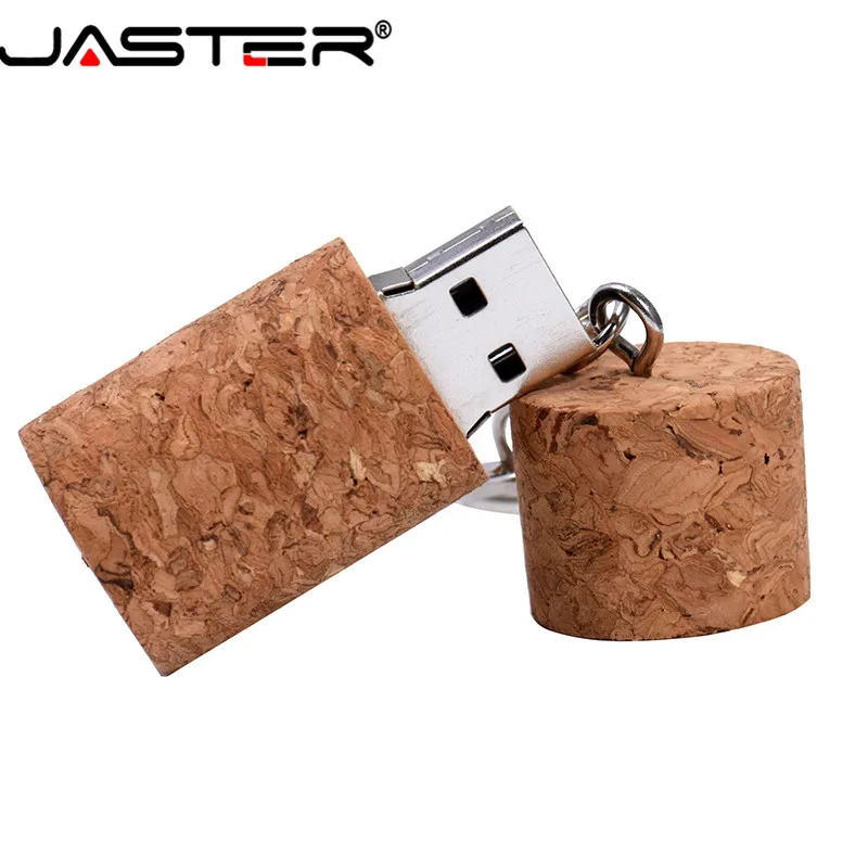 JASTER деревянный пробковый флеш-диск USB 2,0, деревянная пробка для бутылки, флешка, 4 ГБ, 8 ГБ, 16 ГБ, 32 ГБ, 64 ГБ, ручка-накопитель с логотипом брелка на заказ