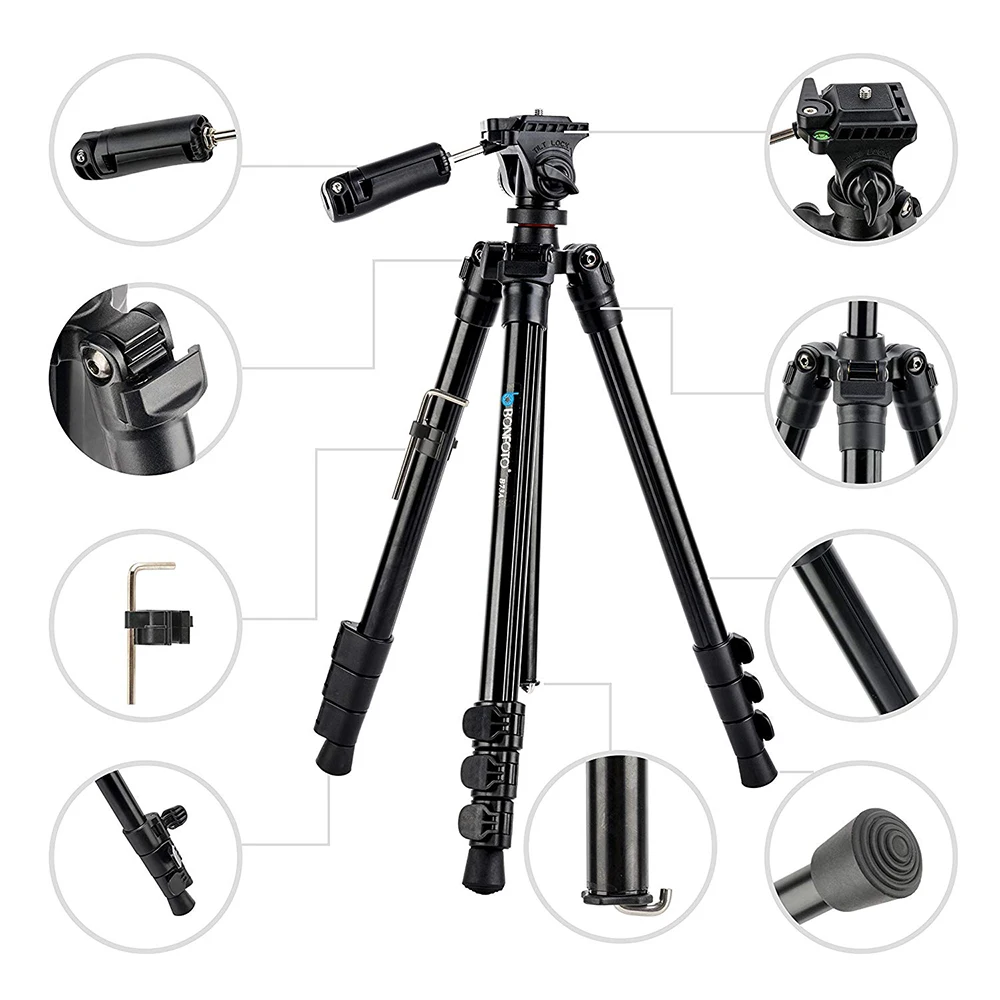 BONFOTO B73A 58 &quotПортативный штатив для путешествий и монопод + панорамная головка