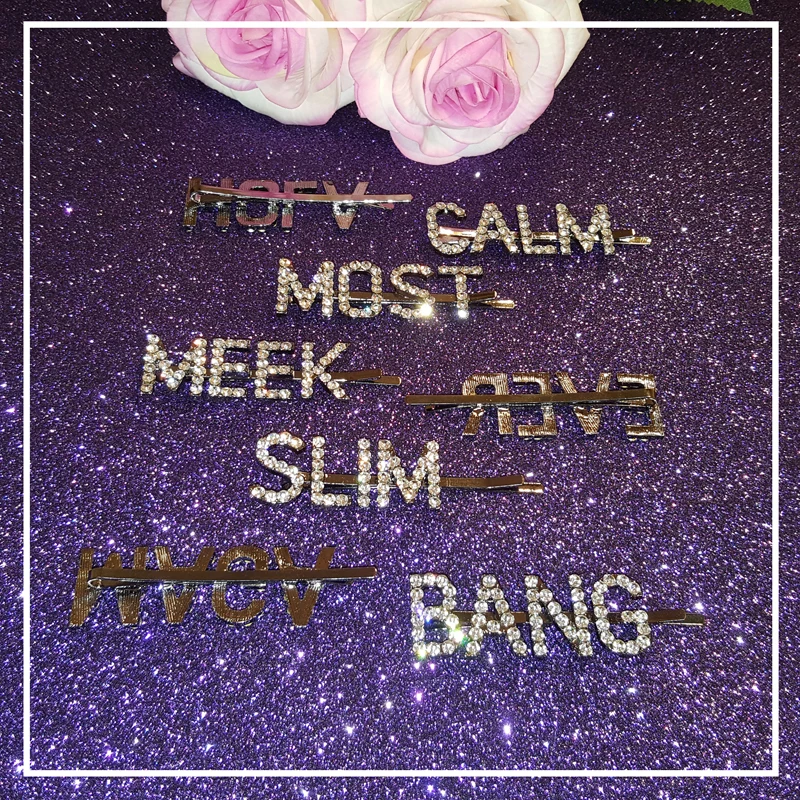 Хрустальные слова аксессуары для волос Blingbling буквы заколки Профессиональные