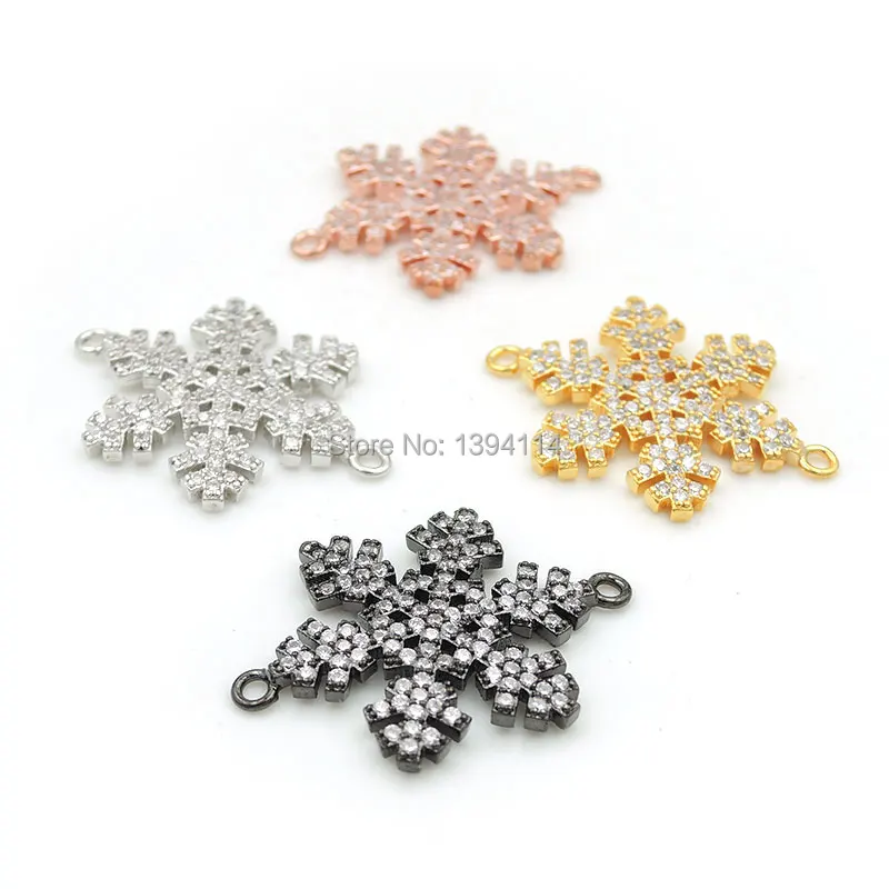26*21*2 мм Micro Pave Clear CZ Тиссен многоугольник Снежинка Шарм соединитель подходит для мужчин и женщин делая браслеты ювелирные изделия